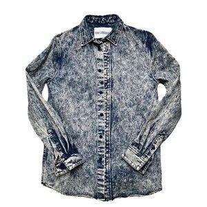 Men's Han Kjobenhavn Denim Jacket Shirt Button Front Size M Washed Blue
